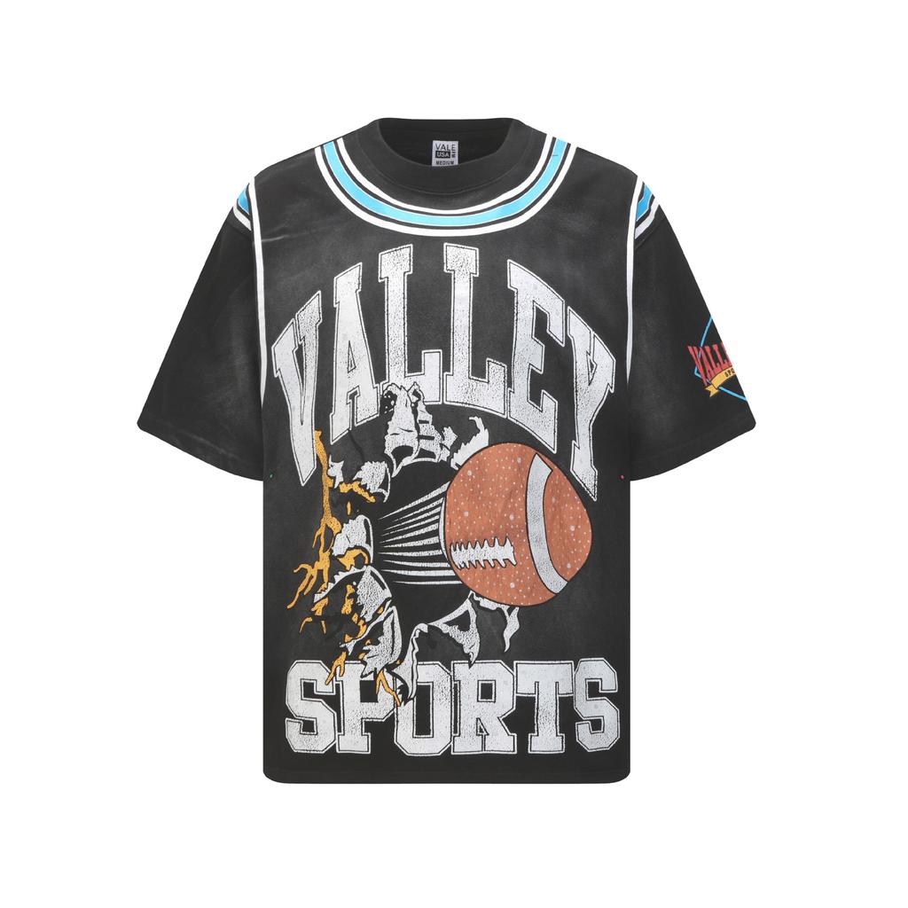 2025 American trendy brand Vall washed old printed short-sleeved hip-hop loose street fashion T-shirt for men and women