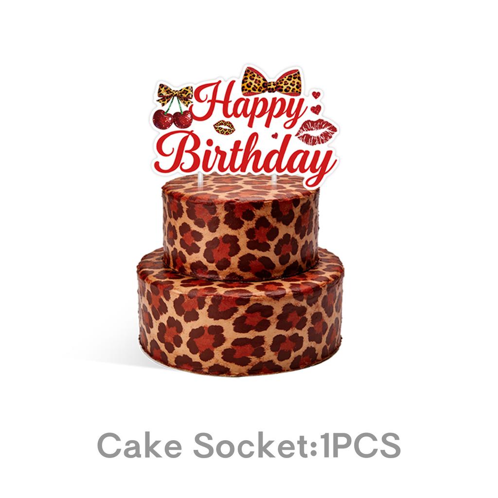 Pink Cherry Leopard Theme Birthday Party Decoration Plate Cup Balloon Banner Sexy Women Girls Shiny Photography Background Gifts