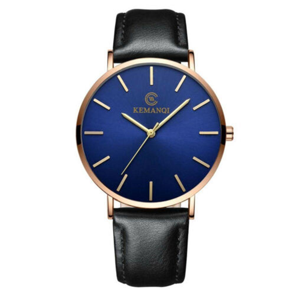 Gifts Fashion Business Simple Quartz Wrist Watch Men Watch 6.5mm Ultra Thin Genuine Leather Strap