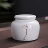 Porcelain White Color Chinese Style Lotus Pattern Sealed Storage Tea Jar Travel Easy to Carry Power Spice Tea Box Teaware