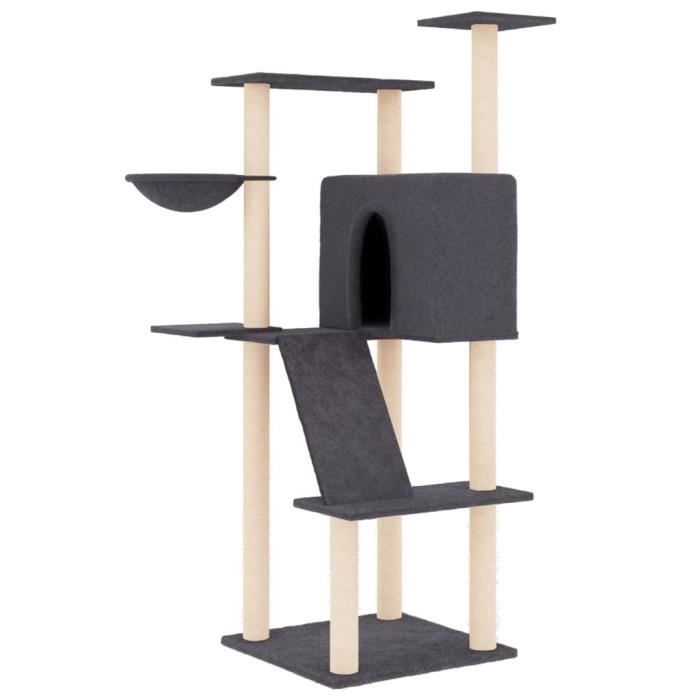 VidaXL Cat Tree with Sisal Scratching Posts Dark Grey 143 Cm 171731