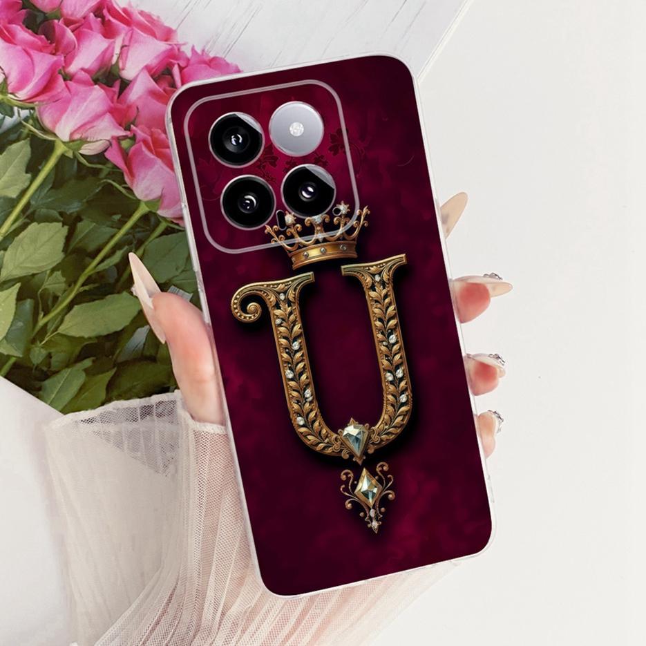 Чехол для Xiaomi Mi 14 Pro Милая Корона Буквы Прозрачный Силикон Мягкий Тонкий Чехол для Телефона Для Xiaomi 14 Pro Mi14 Pro 5G Чехлы Сумки
