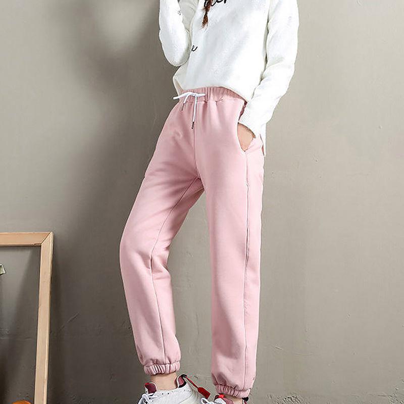 Женские модные бархатные спортивные штаны с высокой талией, зимние теплые повседневные брюки, удобные