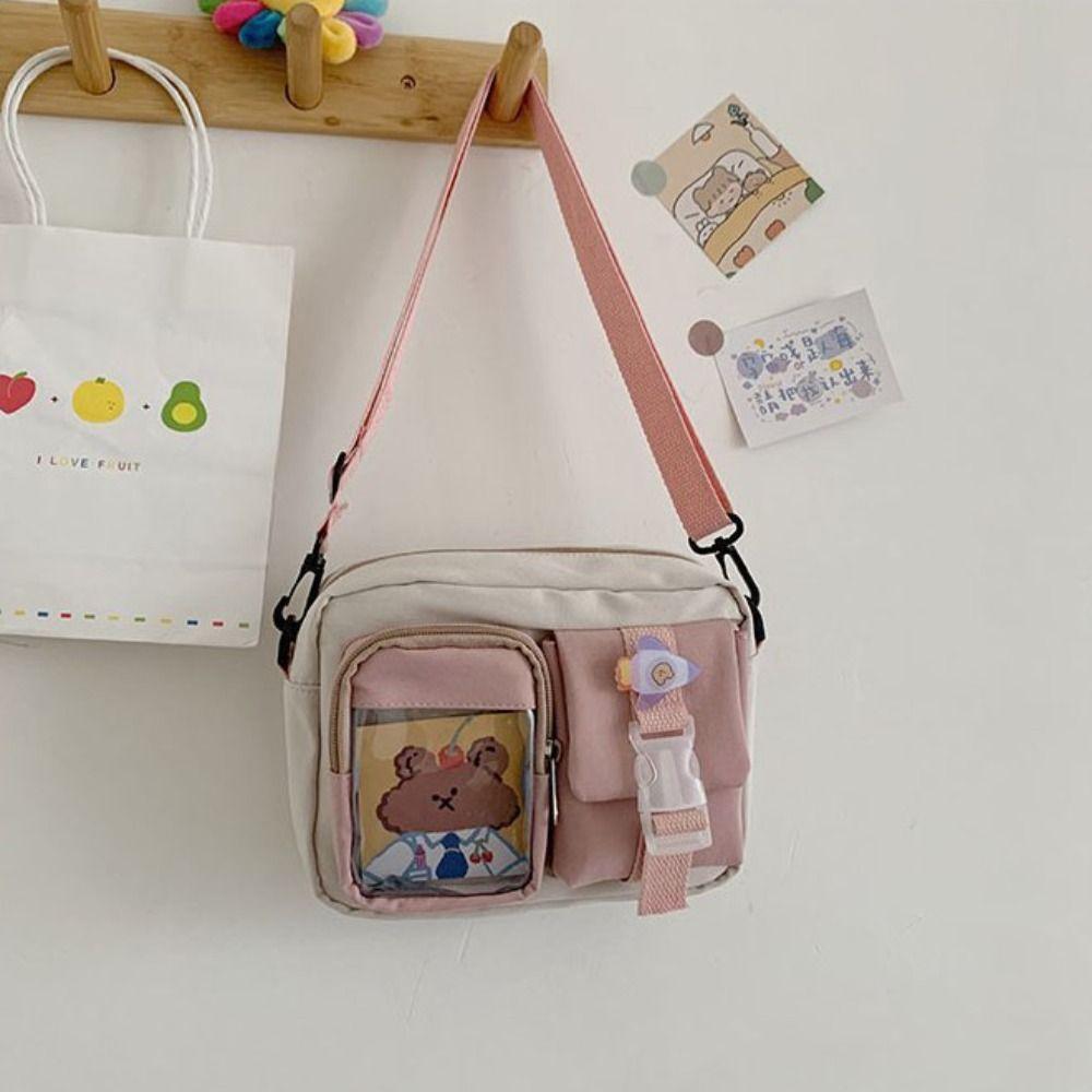 Карманная прозрачная сумка через плечо из ПВХ, студенческая сумка кроссбоди, милая маленькая квадратная сумка в стиле Харадзюку, для девочек