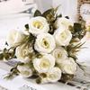 4 Pcs Wedding Bouquets Artificial Flowers 6 Heads Fake Silk Mini Rose Plastic Flowers Arrangement for DIY Home Decorations Table Centerpieces