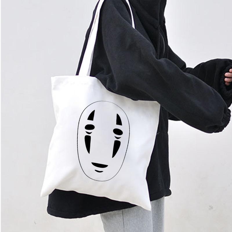 No Face Man Studio Ghibli Totoro Shopper Shopping Bag Anime Bag Cotton Tote Eco Reusable Bolso Handbag Bag Eco Bag Reusable