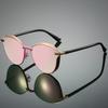 1 шт. Женские новые солнцезащитные очки модной формы «кошачий глаз» в полной оправе, роскошная металлическая оправа, популярные разноцветные линзы, элегантные розовые солнцезащитные очки