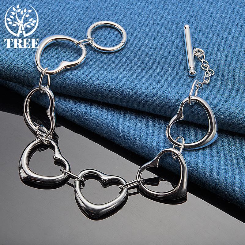 Ювелирные изделия из стерлингового серебра 925 пробы с шестью сердцами-цепочками