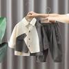 Boys' Long-sleeved Shirt Suit Fashion Loose Autumn Children's Two-piece Suit