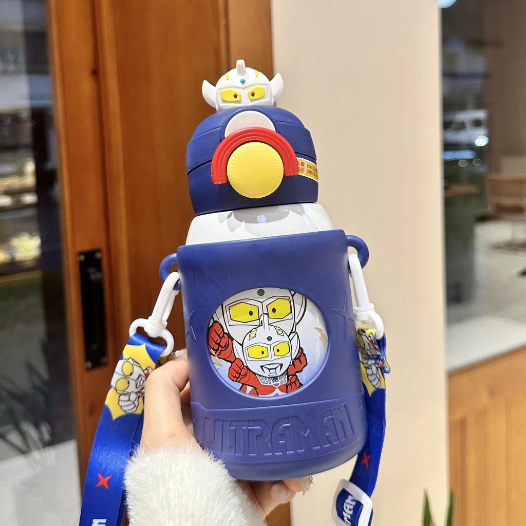 Детская термобутылка Ultraman с соломинкой - класс 316 для школьников