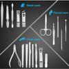 19pcs Nail Clipper Professional Nail Grooming Pedicure Kit Nail Cutter Tools With Travel Case Manicure Trimmer Scissors