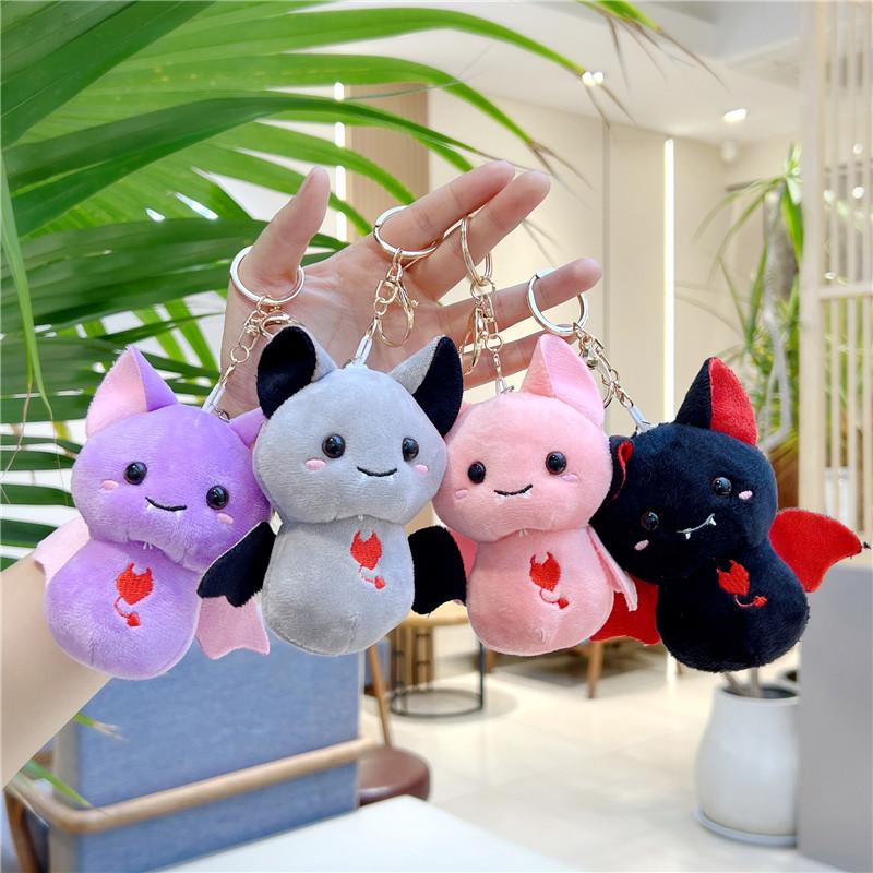 Cute Bat Plush Keychain Mini Soft Stuffed Animal Toy Doll Keyring Bag Backpack Charm Boys Girls Halloween Gift Decor