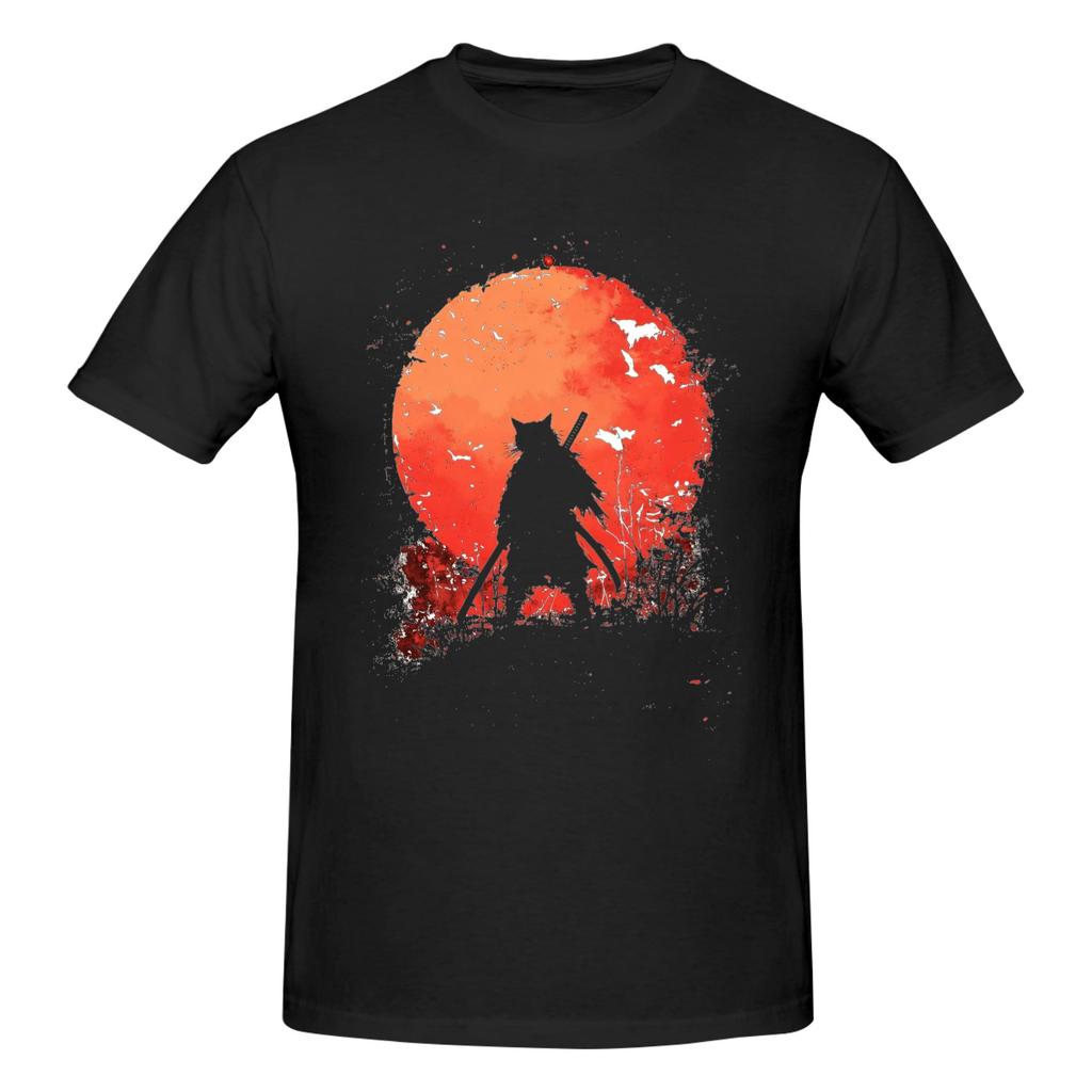 Piece Retro Samurai Cat Novelty Cotton TShirt Samurai Cat Tees Tops For Unisex