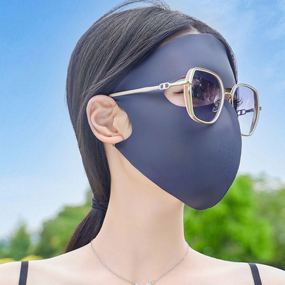 Full-Face Ice Silk Face Cover Reusable Ice Silk Sunscreen Mask Fashion UV Face Mask  Hiking