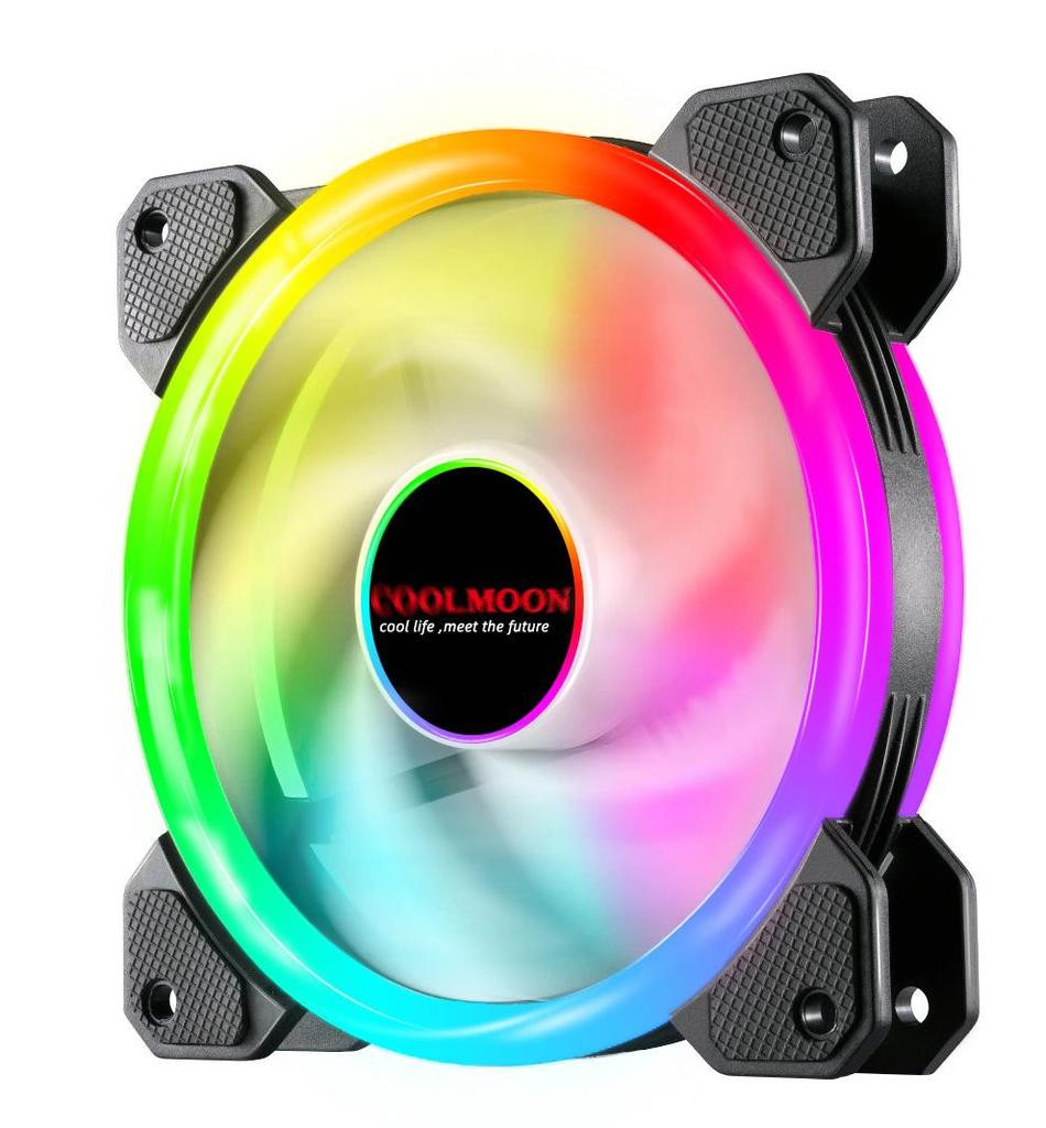 COOLMOON Radiance RGB 12см Светодиодный вентилятор охлаждения с двойным отверстием для настольных компьютеров