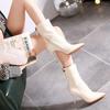 Pointed Toe New In Autumn Mid Calf Shoes Woman Goth On Promotion Offer Winter 2025 Novelty Demi-season Half High Boots for Women