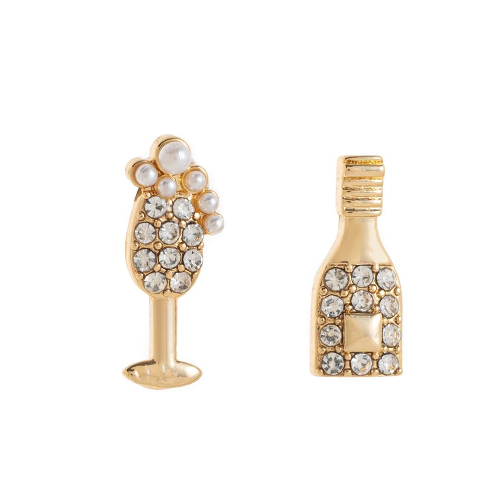 Creative Breakfast Food Stud Earrings, Asymmetrical Personality Full Diamond Cocktail Earrings Cute Vacation Trinkets