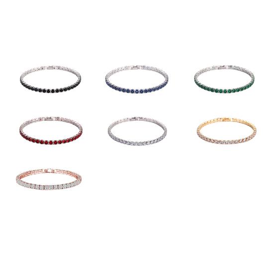 Women Bracelet Hip Hop Cubic Zirconia Polished Copper Simple Style Wrist Bangle