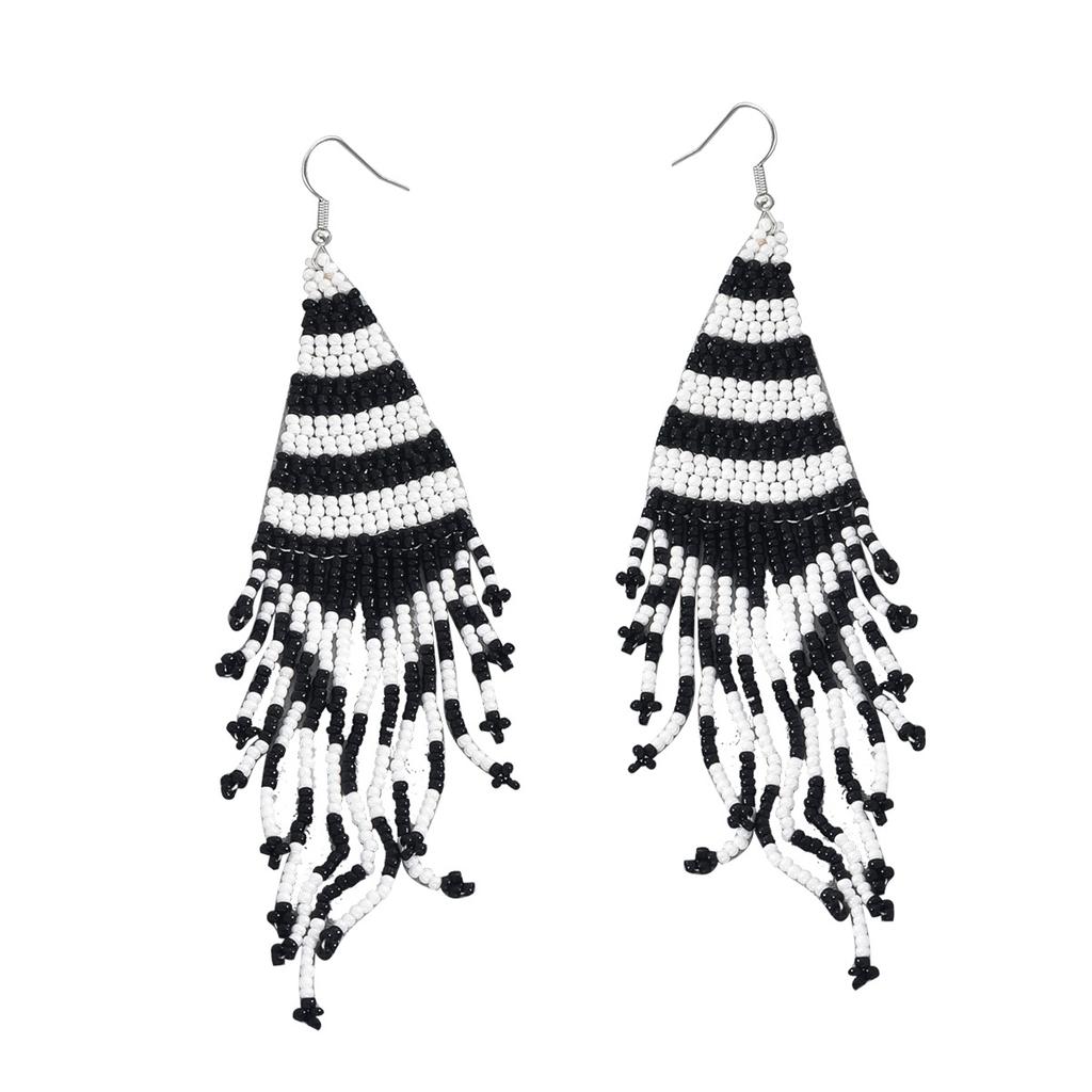 2025 новый стиль простые серьги из бисера с бахромой серьги-гвоздики из рисовых бусин универсальные текстурные серьги