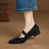 Fashion 2025 New Spring Women Pumps Round Toe Low Heel Shoes Genuine Leather Women Shoes Concise Ladies Mary Janes  Shoes Brown Big Size