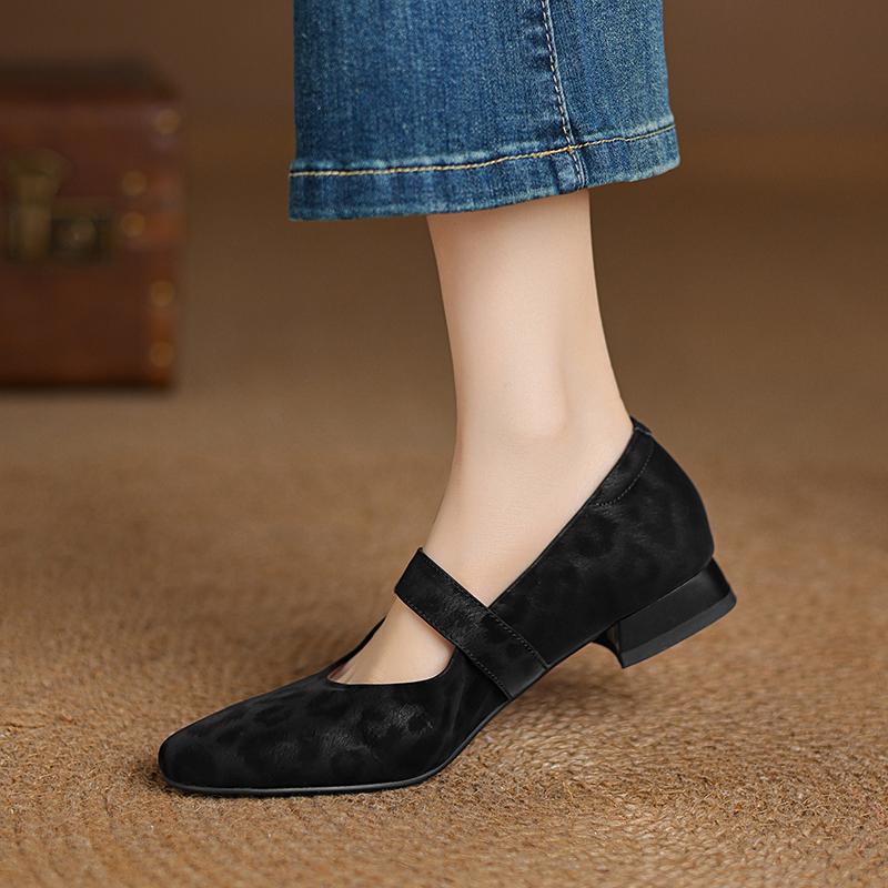 Fashion 2025 New Spring Women Pumps Round Toe Low Heel Shoes Genuine Leather Women Shoes Concise Ladies Mary Janes Shoes Brown Big Size