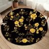 Golden Rose Pattern Circular Floor Mat Kitchen Hallway Carpet Bedroom Living Room Bedroom Soft Carpet Non-slip Carpet Home Decor