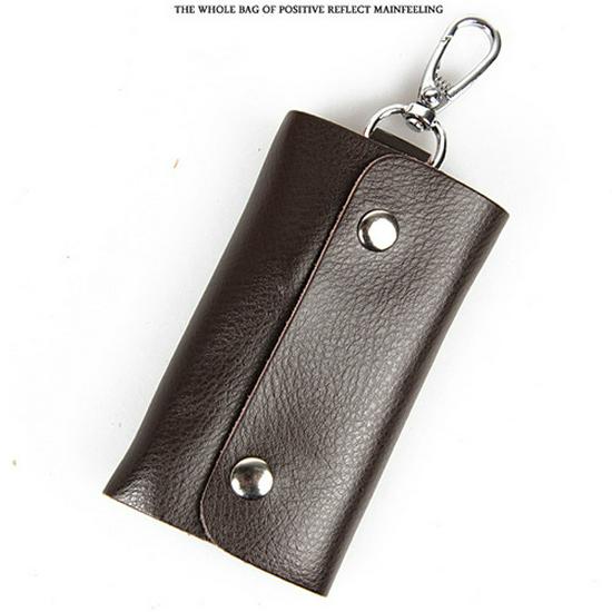 Candy Color Genuine Leather Key Bag - Unisex Cowhide Key Holder