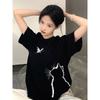 Black Summer Women's Short Sleeved T-shirt Unique Printed Short Sleeved Tops Loose Casual Round Neck Ladies Pullover