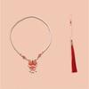 Retro Butterfly Necklace Fringed Chinese Style Necklace Pearl Pendant Necklace  Hanfu Costume