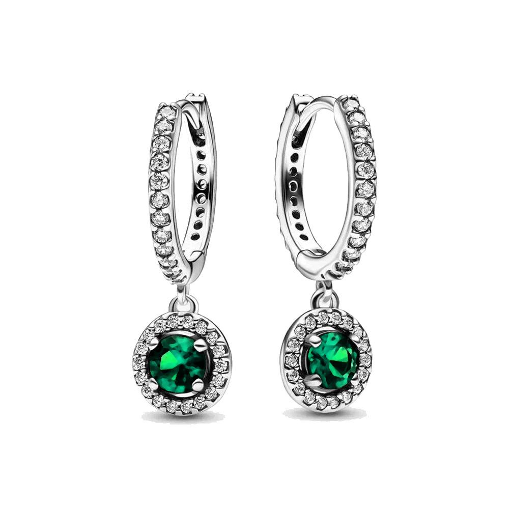 Valentine's Day 925 Silver Plated Red Sapphire Earrings Pink Round Sparkling Earrings Pandor Exquisite Jewelry Ladies