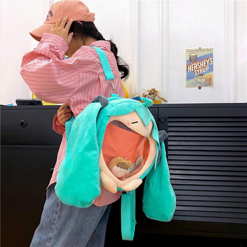 Аниме-рюкзак Hatsune Miku с мягкой плюшевой внешней стороной для школы и путешествий