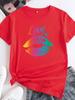 Rainbow Lip Print Women T Shirt Short Sleeve O Neck Loose Women Tshirt Ladies Tees Shirt Tops