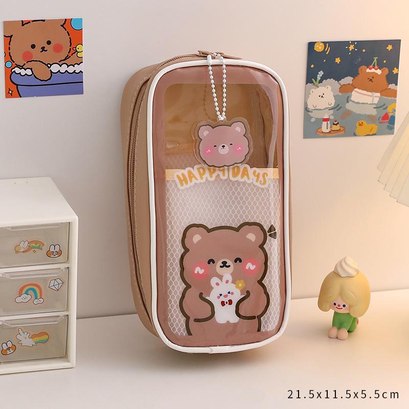 Japanese Pencil Case Transparent Large-capacity Student Pencil Case Cute Girl Creative Simple Pencil Case Stationery Bag