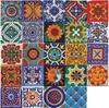 Moroccan Tile Stickers,24 Pcs 15 * 15cm Vintage Self Adhesive Vinyl Tile Decals Wall DIY Tile Stickers Home Decoration for Kitchen Living Bedroom