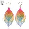 Fashion Luxury Boho Double Color Leaf Dangle Earrings Vintage Leaves Long Tassels Women Jewelry