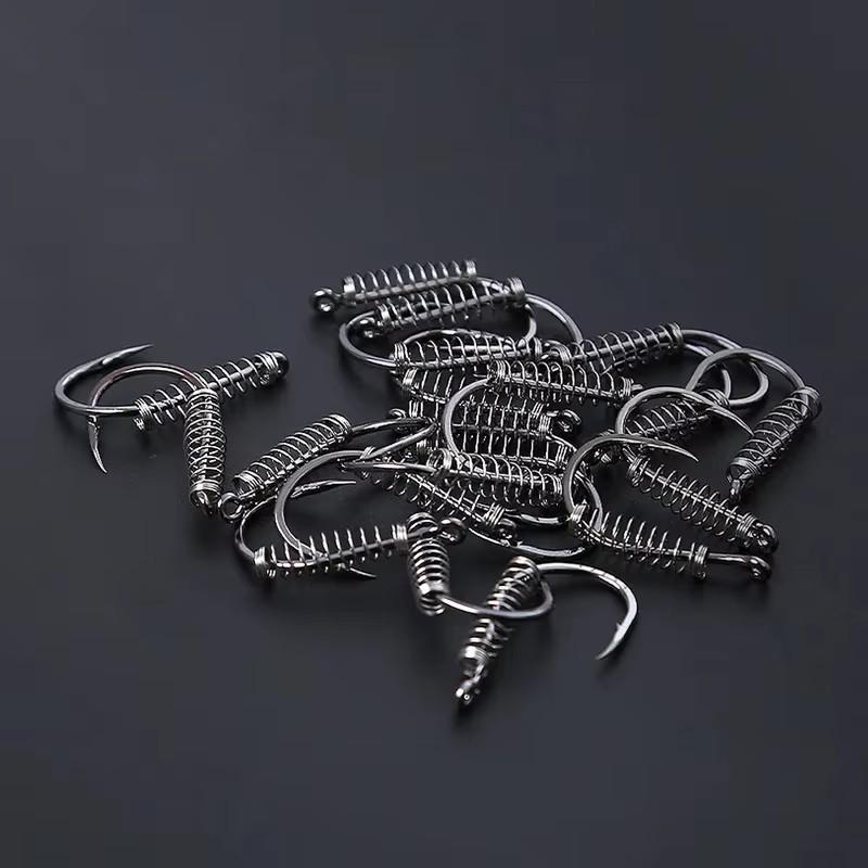 10-60pcs High Carbon Steel Spring Fish Hook Barbed Swivel Carp Explosion Hooks Jig Fly Fishing Hook Fishing Accessories