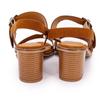 Сандалии из коньячной замши с пряжкой на щиколотке, каблук 6,5 см Женское PIERRE CARDIN