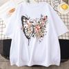 Футболки с рисунком бабочки и цветка, женская футболка Kawaii, 100% хлопок, мягкие футболки с коротким рукавом, повседневные топы высокого качества