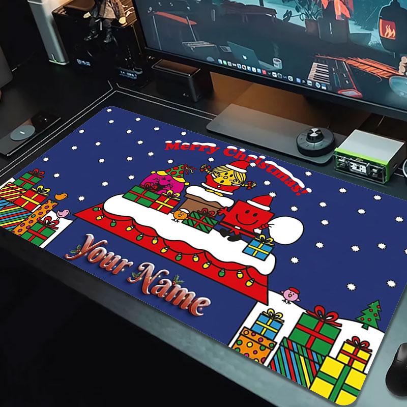 Mr. Men Little Miss Custom Name Large Size Mouse Pad Large Gaming Table Cushion Non-slip Laptop Tablet Big Mousepad XXL Mat Mini PC Playmat With Lock 
