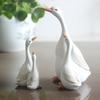 Статуэтка из смолы «Утка-мать, дитя», скульптура «Белая утка», украшение для дома и улицы, семья уток