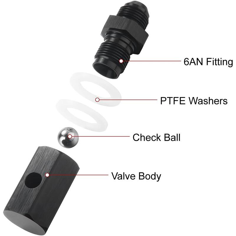 6An 8An 10An Male Fuel Cell Tank Rollover Vent Valve Aluminum Anodized Fuel Cell Vent Roll Over Valve Mounted Fitting Adapter