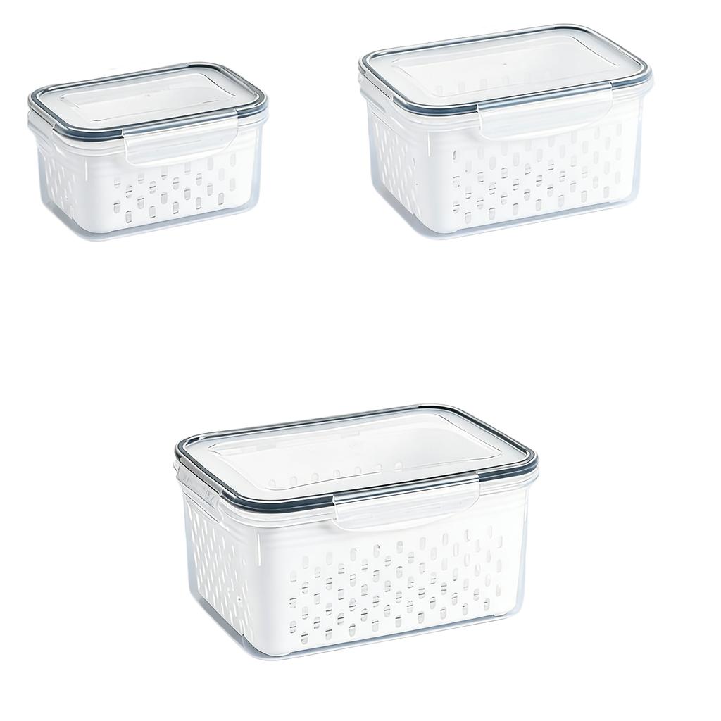 Refrigerator Food Storage Container with Filter Lid Keep Fruits Vegetables Berries and Meat Fresh for Longer Plastic Container