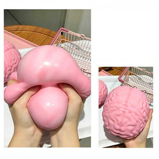 1/2Pcs Giant Simulation Brain Squeeze Toy Stress Relief Pink Brain Sensory Toy Decompression Slow Rising Realistic Brain Fidget Toy