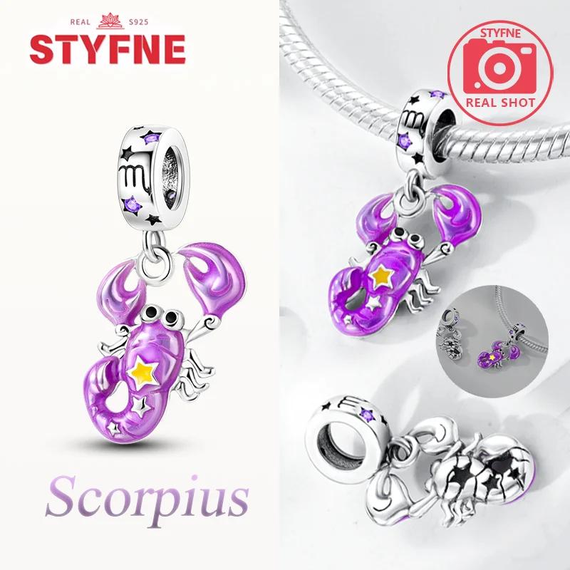 Медные Светящиеся Созвездия Скорпион Овен Рак Подвески Шармы Бусина Подходят к Оригинальному Браслету DIY Украшения Для Женщин Подарки