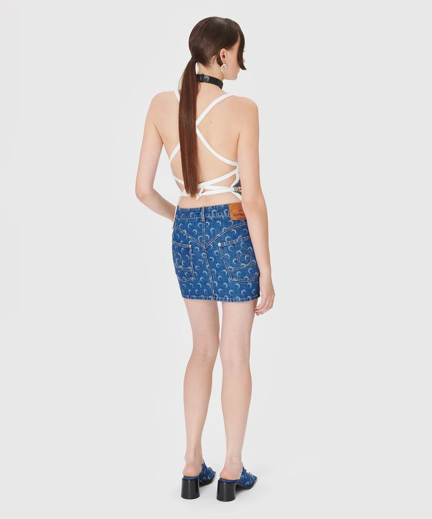 Marine Serre (W) Regenerated Denim Mini Skirt Navy