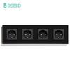 BSEED Single EU Socket Double Power Outlets Triple Electric Sockets Crystal Glass Wall Sockets White Black Gold Gray 16A