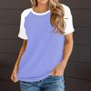 Женская летняя повседневная цветная свободная футболка с круглым вырезом и рукавами реглан с короткими рукавами