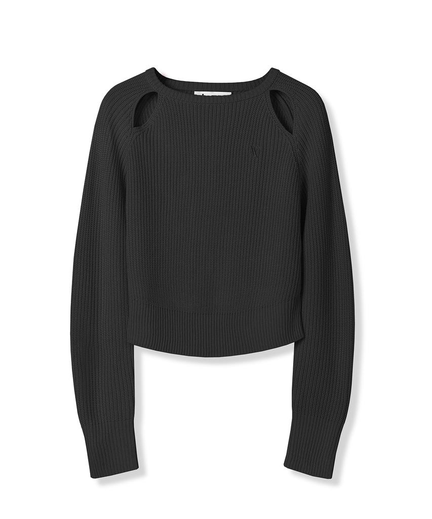 AVANDRESS Ribbed Cut-Out Knit Black