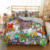 3D Print Cartoon Graffiti Bedding Set Soft Comforter Cover With 1/2pcs Pillow Shams For Kids Adults Microfiber Quilt Cover