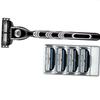 Black 5Pcs/Set 1 Machine + 4 Blades Manual Mens Hair Removal Shaving Razors with Replaceable Razors Blades